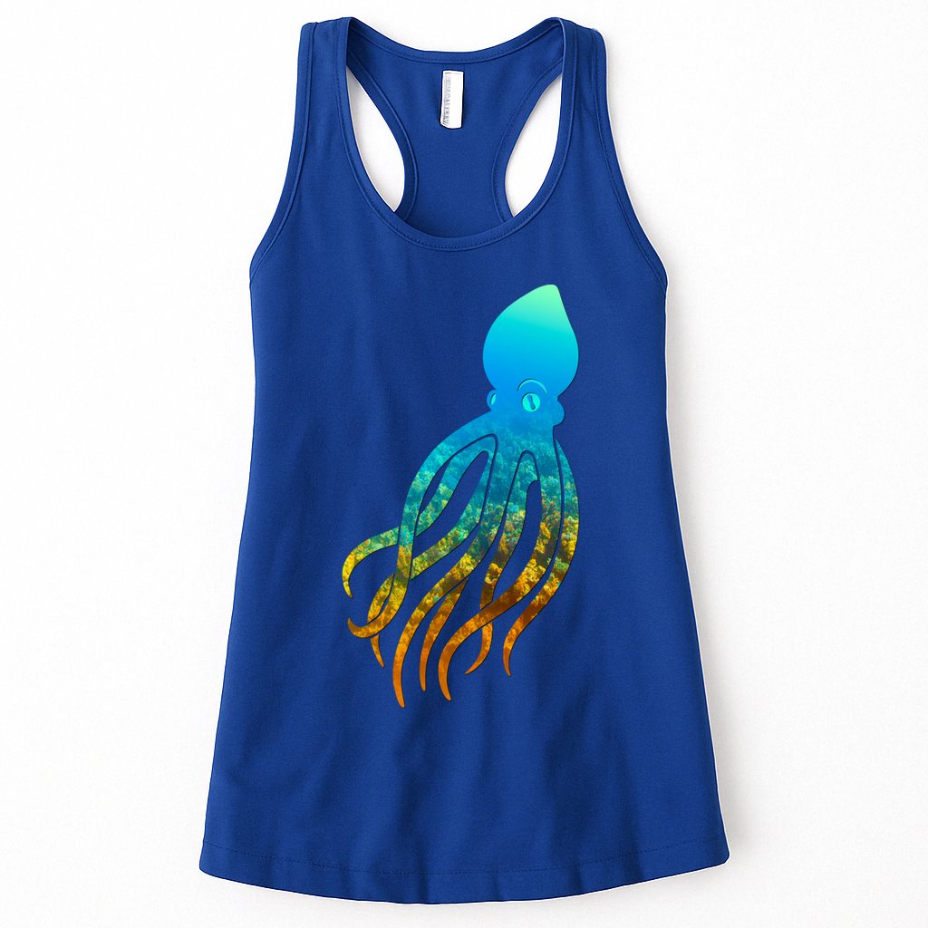 Octopus Squid Lovers Silhouette Earth Day And Ocean Week Gift Womens Tank Top