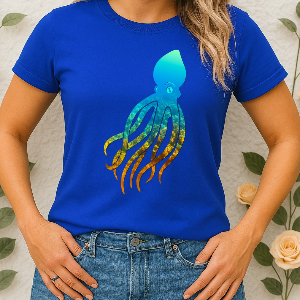 Octopus Squid Lovers Silhouette Earth Day And Ocean Week Gift Womens T-Shirt
