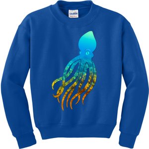 Octopus Squid Lovers Silhouette Earth Day And Ocean Week Gift Kids Sweatshirt