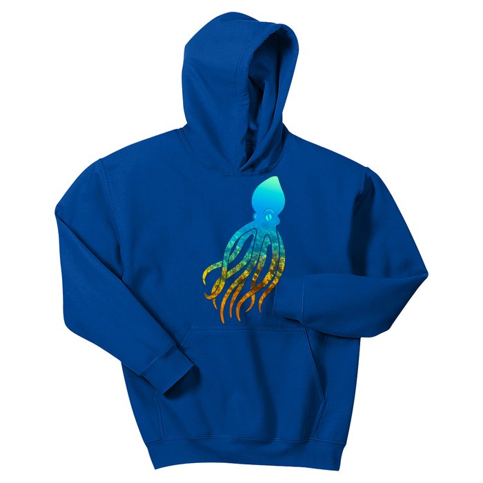 Octopus Squid Lovers Silhouette Earth Day And Ocean Week Gift Kids Hoodie