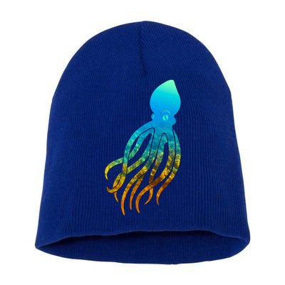 Octopus Squid Lovers Silhouette Earth Day And Ocean Week Gift Short Acrylic Beanie