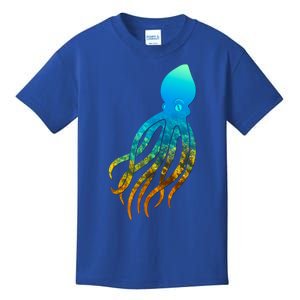 Octopus Squid Lovers Silhouette Earth Day And Ocean Week Gift Kids T-Shirt