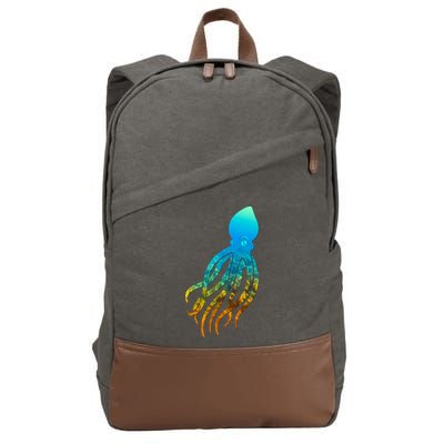 Octopus Squid Lovers Silhouette Earth Day And Ocean Week Gift Cotton Canvas Backpack