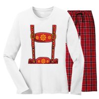 Oktoberfest Shirts Lederhosen Suspenders Germany Octoberfest Women's Long Sleeve Flannel Pajama Set 