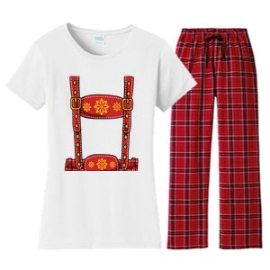 Oktoberfest Shirts Lederhosen Suspenders Germany Octoberfest Women's Flannel Pajama Set