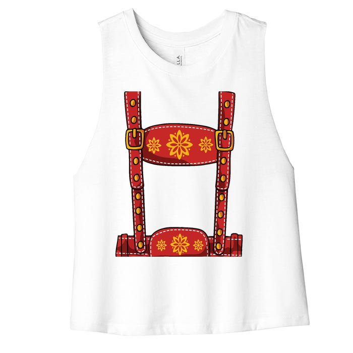 Oktoberfest Shirts Lederhosen Suspenders Germany Octoberfest Women's Racerback Cropped Tank