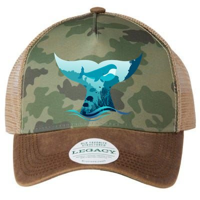Ocean Sea Life Whale Tail Legacy Tie Dye Trucker Hat