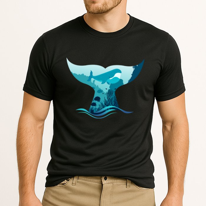 Ocean Sea Life Whale Tail Cooling Performance Crew T-Shirt
