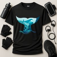 Ocean Sea Life Whale Tail Cooling Performance Crew T-Shirt