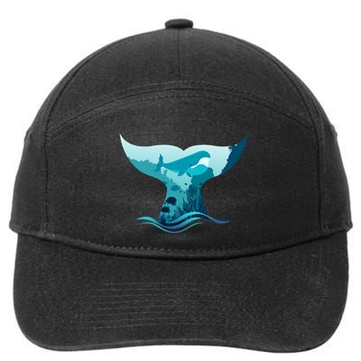 Ocean Sea Life Whale Tail 7-Panel Snapback Hat
