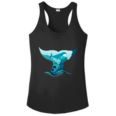Ocean Sea Life Whale Tail Ladies PosiCharge Competitor Racerback Tank