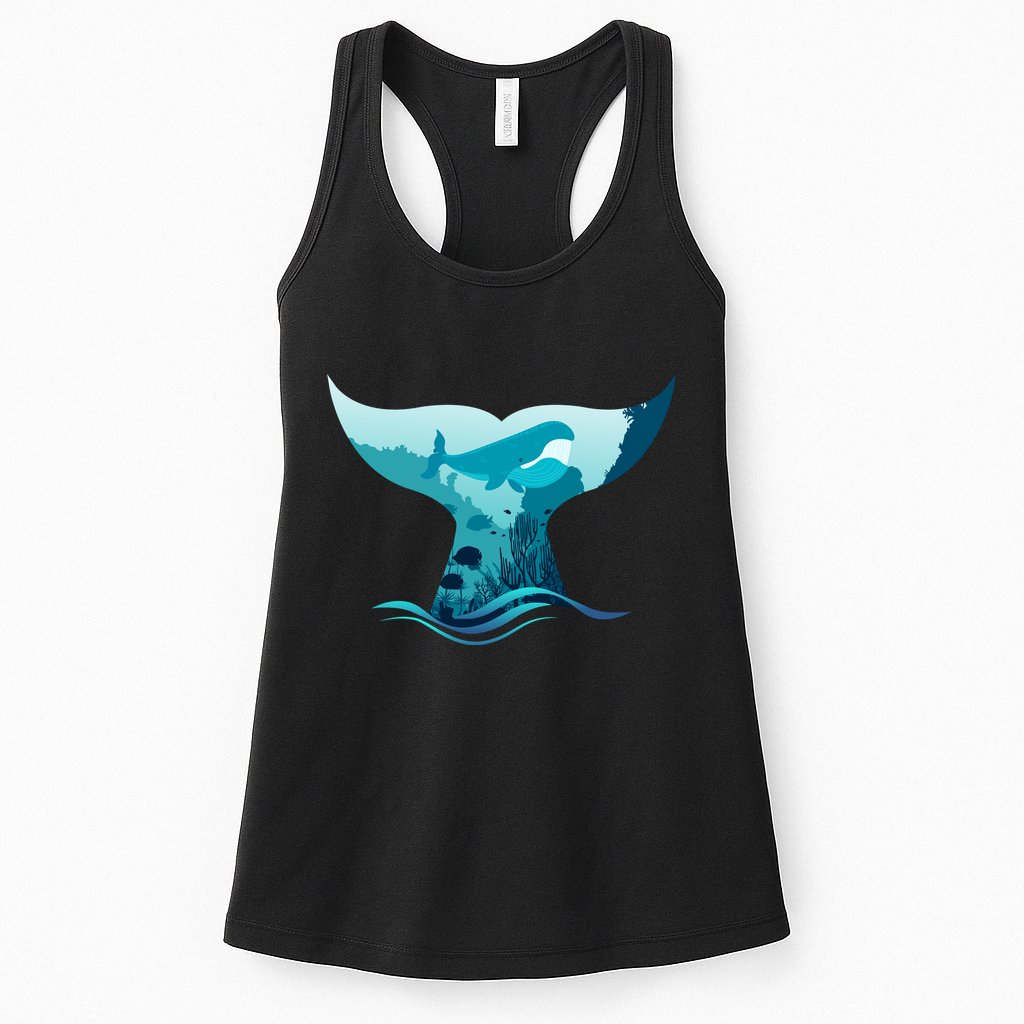 Ocean Sea Life Whale Tail Womens Tank Top