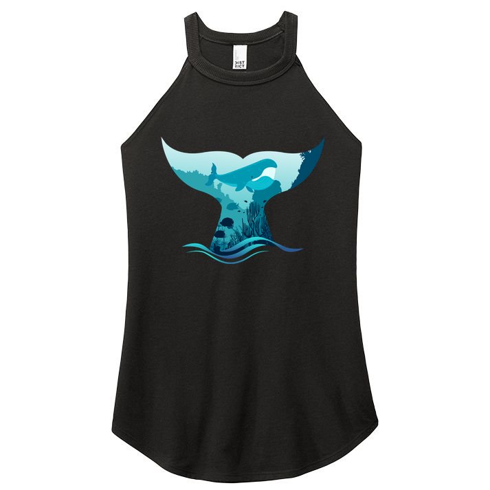 Ocean Sea Life Whale Tail Women's Perfect Tri Rocker Tank