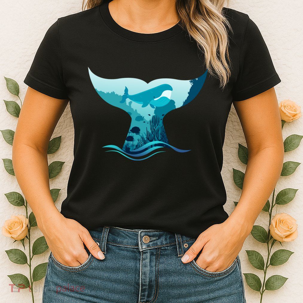 Ocean Sea Life Whale Tail Womens T-Shirt