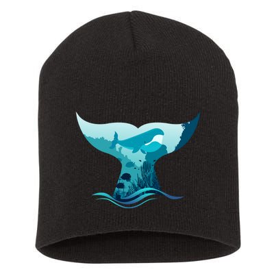 Ocean Sea Life Whale Tail Short Acrylic Beanie