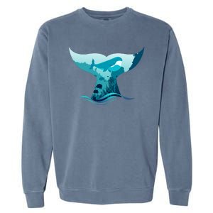 Ocean Sea Life Whale Tail Garment-Dyed Sweatshirt