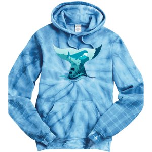 Ocean Sea Life Whale Tail Tie Dye Hoodie