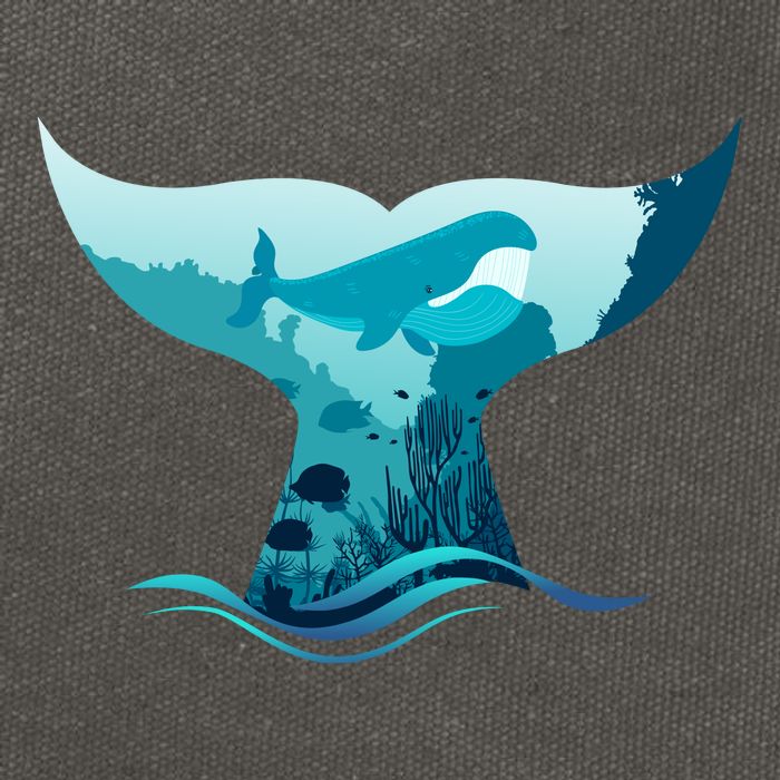 Ocean Sea Life Whale Tail Cotton Canvas Backpack