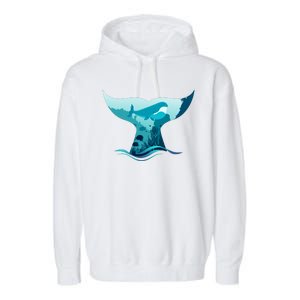 Ocean Sea Life Whale Tail Garment-Dyed Fleece Hoodie