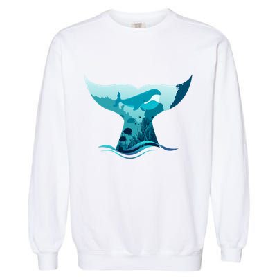 Ocean Sea Life Whale Tail Garment-Dyed Sweatshirt