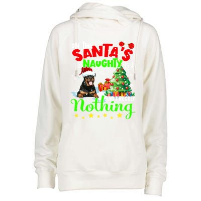 On Santa List And I Regret Nothing Xmas Black Rottweilers Gift Womens Funnel Neck Pullover Hood