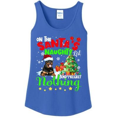 On Santa List And I Regret Nothing Xmas Black Rottweilers Gift Ladies Essential Tank