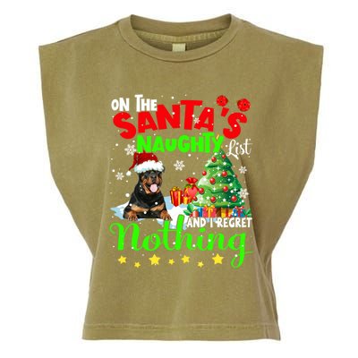 On Santa List And I Regret Nothing Xmas Black Rottweilers Gift Garment-Dyed Women's Muscle Tee