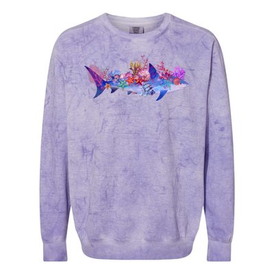 Ocean Sea Life Shark Colorblast Crewneck Sweatshirt