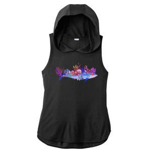 Ocean Sea Life Shark Ladies PosiCharge Tri-Blend Wicking Draft Hoodie Tank