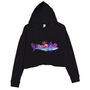 Ocean Sea Life Shark Crop Fleece Hoodie