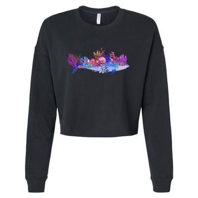 Ocean Sea Life Shark Cropped Pullover Crew