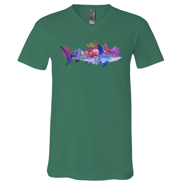 Ocean Sea Life Shark V-Neck T-Shirt