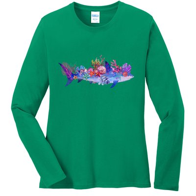 Ocean Sea Life Shark Ladies Long Sleeve Shirt