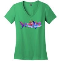 Ocean Sea Life Shark Women's V-Neck T-Shirt