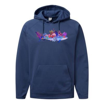 Ocean Sea Life Shark Performance Fleece Hoodie