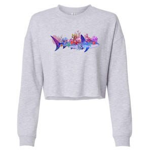 Ocean Sea Life Shark Cropped Pullover Crew