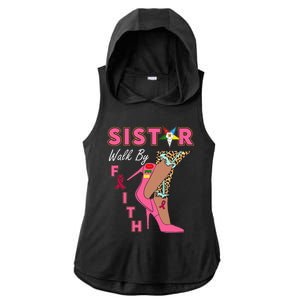 OES SiStar Leopard Walk By Faith Breast Cancer Awareness Ladies PosiCharge Tri-Blend Wicking Draft Hoodie Tank