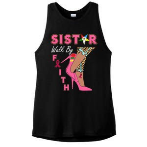 OES SiStar Leopard Walk By Faith Breast Cancer Awareness Ladies PosiCharge Tri-Blend Wicking Tank