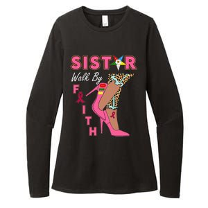 OES SiStar Leopard Walk By Faith Breast Cancer Awareness Womens CVC Long Sleeve Shirt