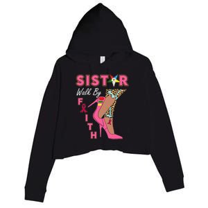 OES SiStar Leopard Walk By Faith Breast Cancer Awareness Crop Fleece Hoodie