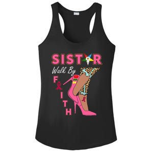 OES SiStar Leopard Walk By Faith Breast Cancer Awareness Ladies PosiCharge Competitor Racerback Tank