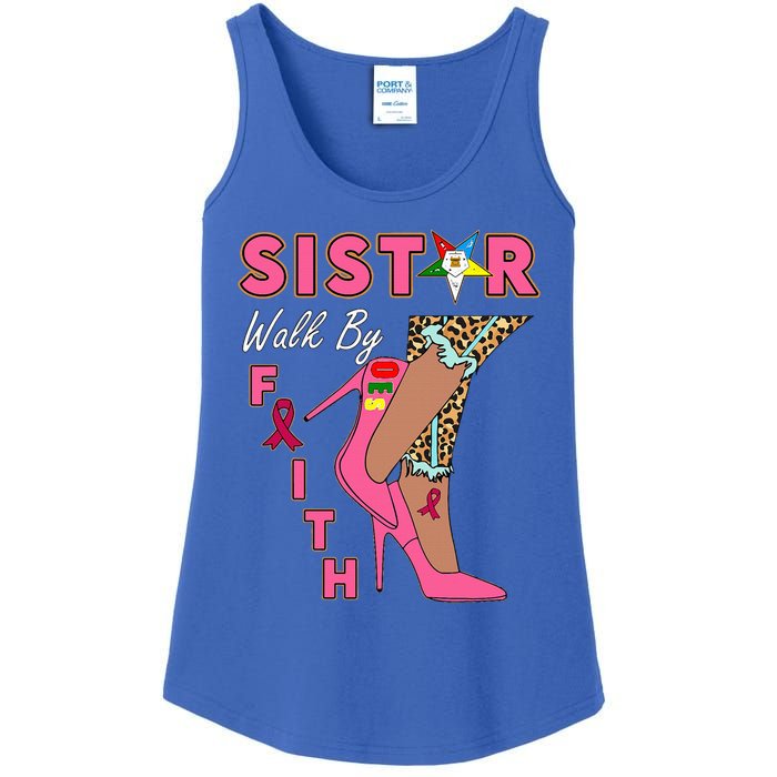 OES SiStar Leopard Walk By Faith Breast Cancer Awareness Ladies Essential Tank