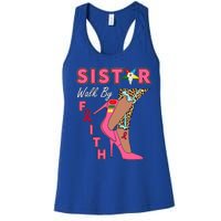 OES SiStar Leopard Walk By Faith Breast Cancer Awareness Women's Racerback Tank