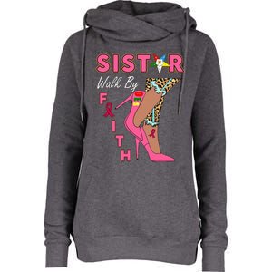 OES SiStar Leopard Walk By Faith Breast Cancer Awareness Womens Funnel Neck Pullover Hood