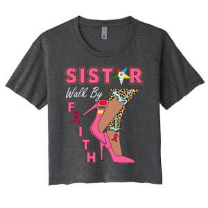 OES SiStar Leopard Walk By Faith Breast Cancer Awareness Women's Crop Top Tee