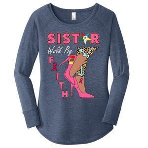 OES SiStar Leopard Walk By Faith Breast Cancer Awareness Women's Perfect Tri Tunic Long Sleeve Shirt