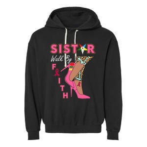 Oes Sistar Leopard Walk By Faith Breast Cancer Garment-Dyed Fleece Hoodie