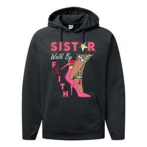 Oes Sistar Leopard Walk By Faith Breast Cancer Performance Fleece Hoodie