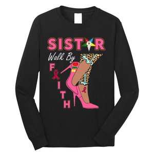 Oes Sistar Leopard Walk By Faith Breast Cancer Long Sleeve Shirt