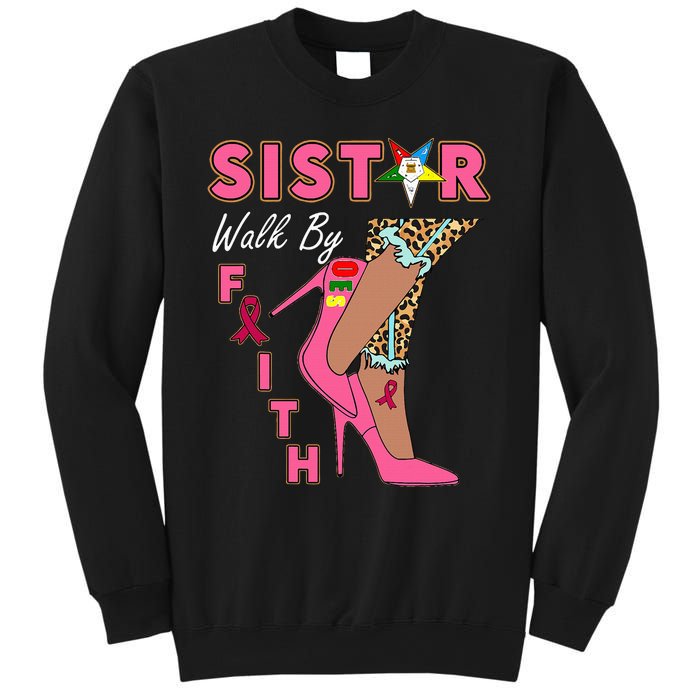 Oes Sistar Leopard Walk By Faith Breast Cancer Sweatshirt